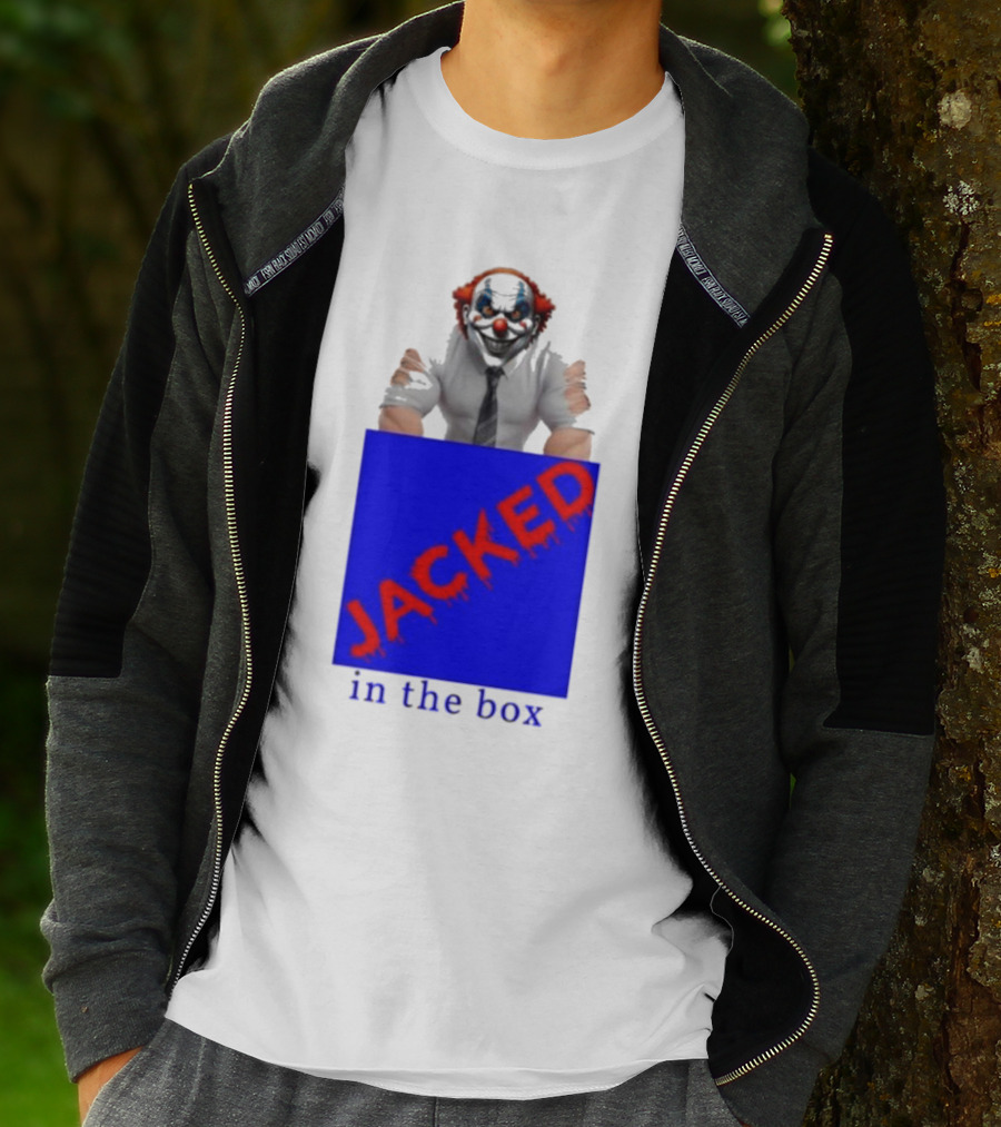 JACKED In The Box Clown Concept With Red-Blue Contrast T-Shirt