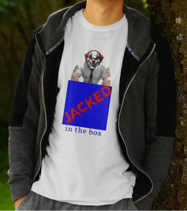 JACKED In The Box Clown Concept With Red-Blue Contrast T-Shirt