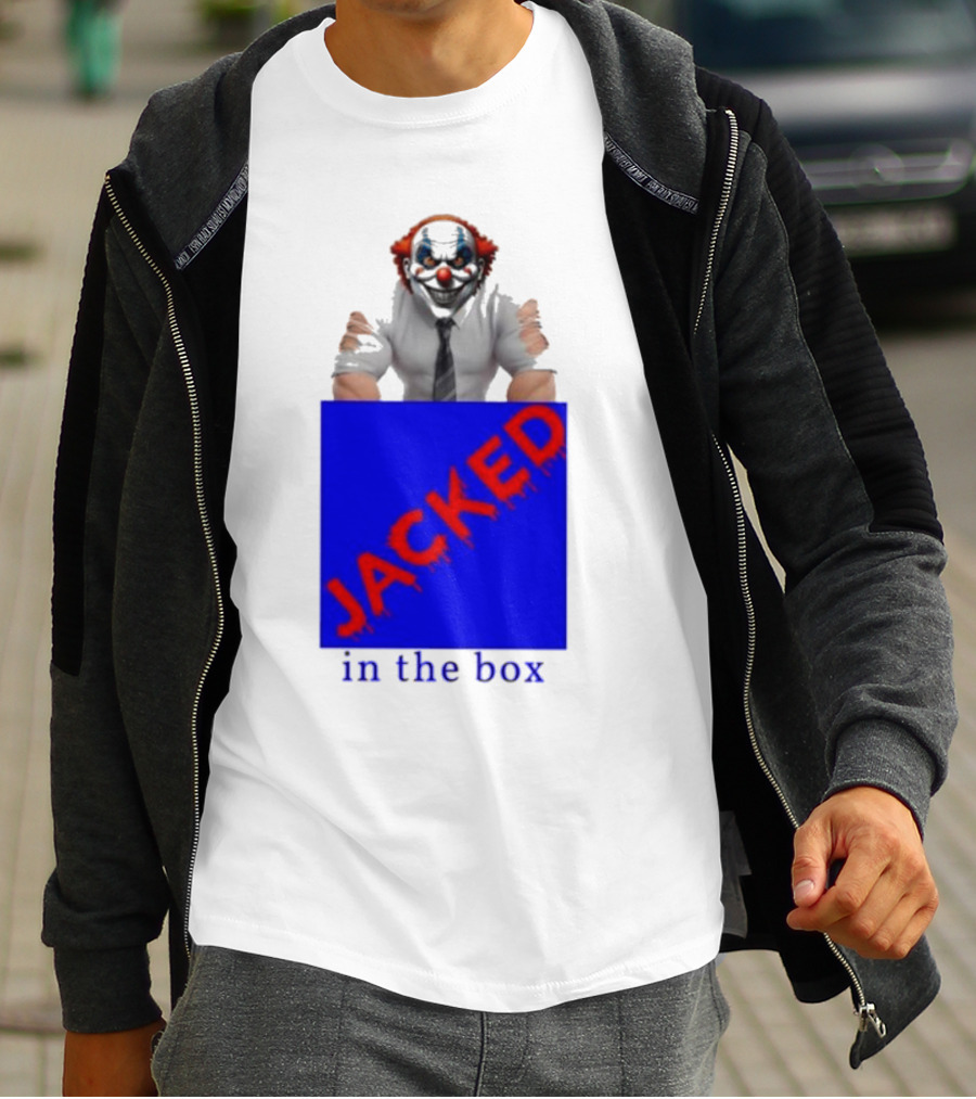 JACKED In The Box Clown Concept With Red-Blue Contrast T-Shirt