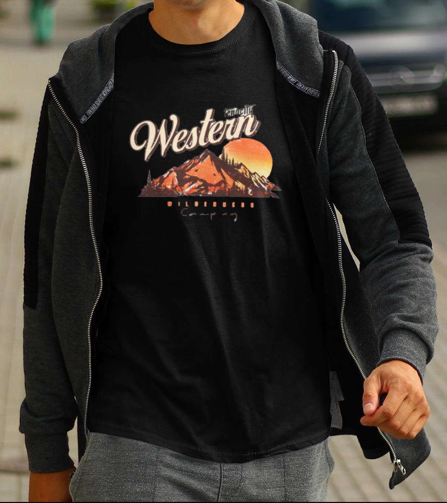 Western Wilderness Camping Sunset Mountain Scene T-Shirt