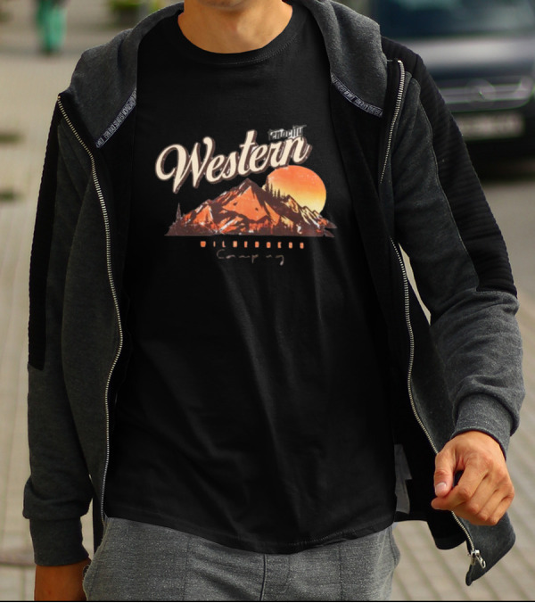 Western Wilderness Camping Sunset Mountain Scene T-Shirt