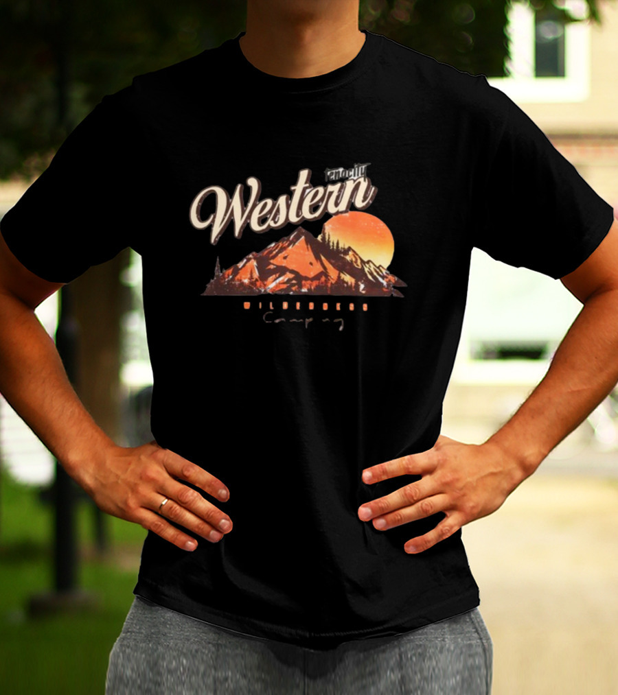 Western Wilderness Camping Sunset Mountain Scene T-Shirt
