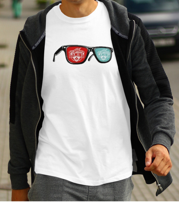 Mtn Dew Gaming Glasses Red Blue T-Shirt