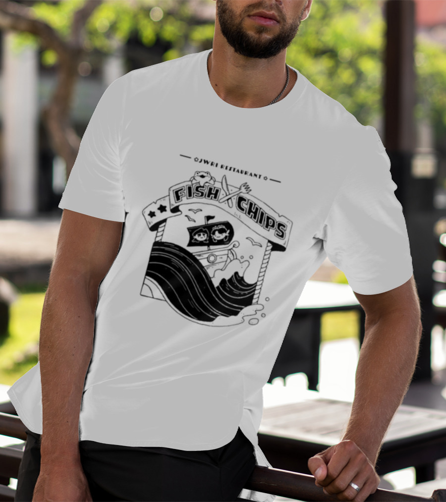 Jwri Restaurant Fish Chips Boat Adventure Waves T-Shirt