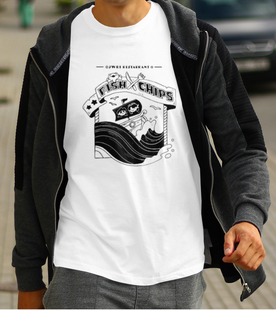 Jwri Restaurant Fish Chips Boat Adventure Waves T-Shirt