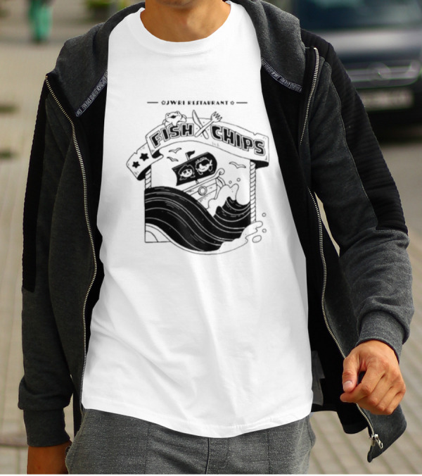 Jwri Restaurant Fish Chips Boat Adventure Waves T-Shirt