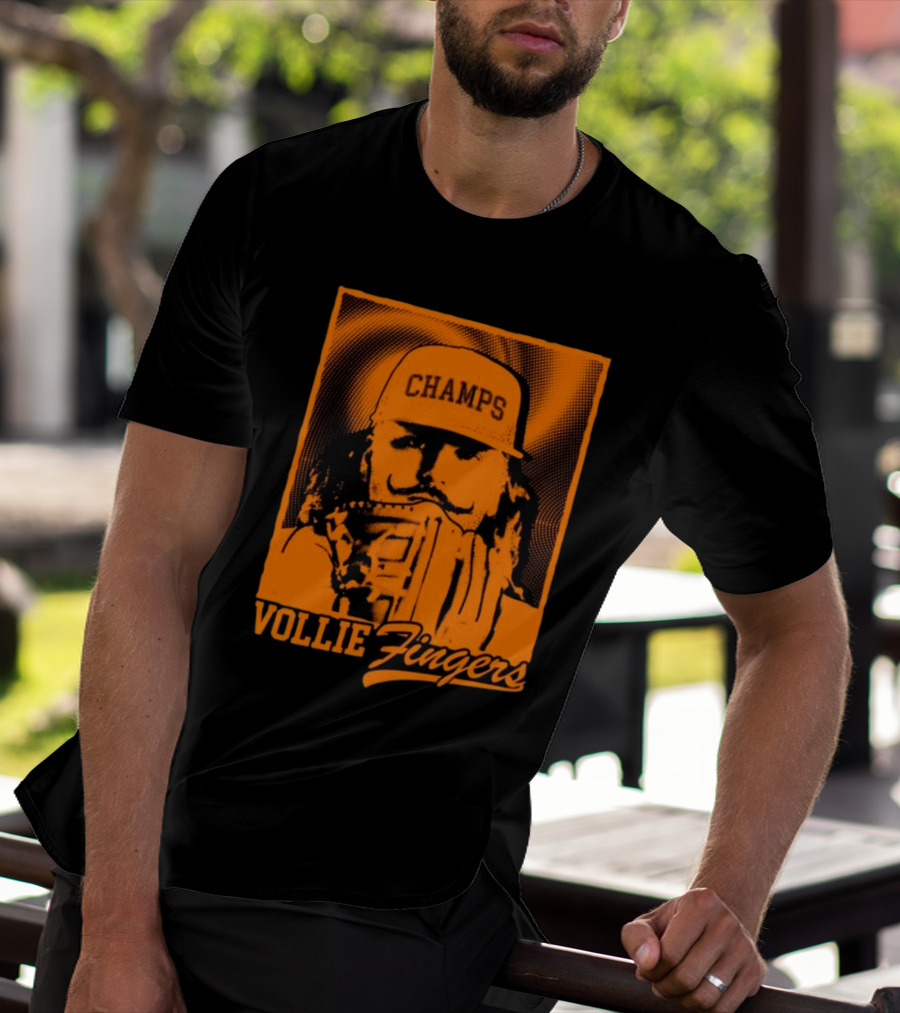 Vollie Fingers Champs Baseball Icon With Glove And Hat T-Shirt