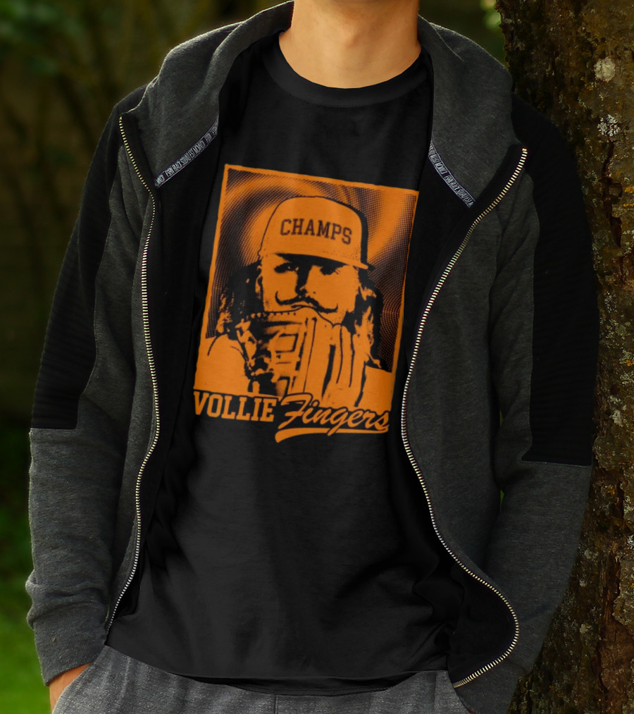 Vollie Fingers Champs Baseball Icon With Glove And Hat T-Shirt