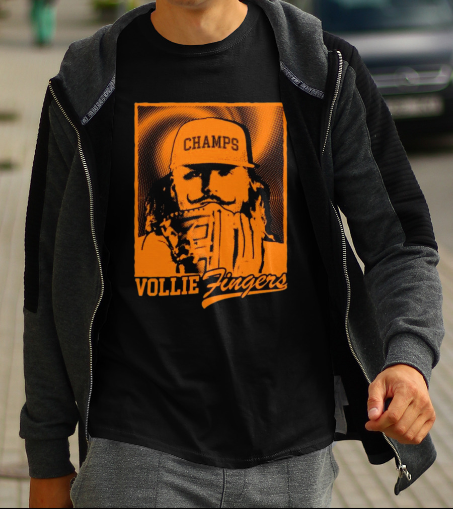 Vollie Fingers Champs Baseball Icon With Glove And Hat T-Shirt