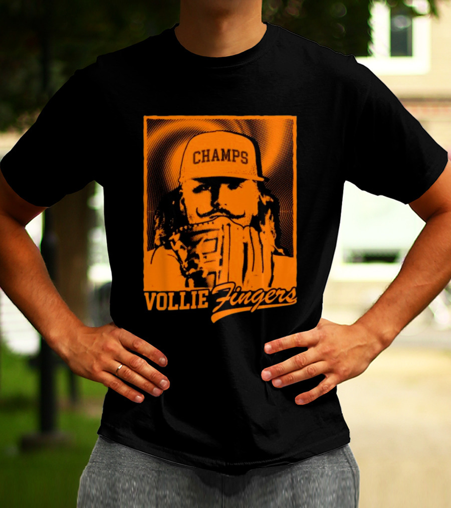 Vollie Fingers Champs Baseball Icon With Glove And Hat T-Shirt