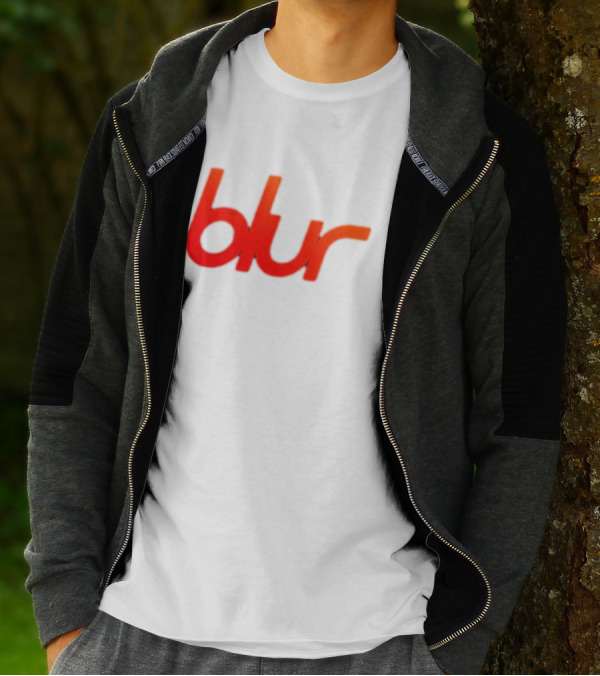 Blur Red-Orange Text Navy Blue T-Shirt