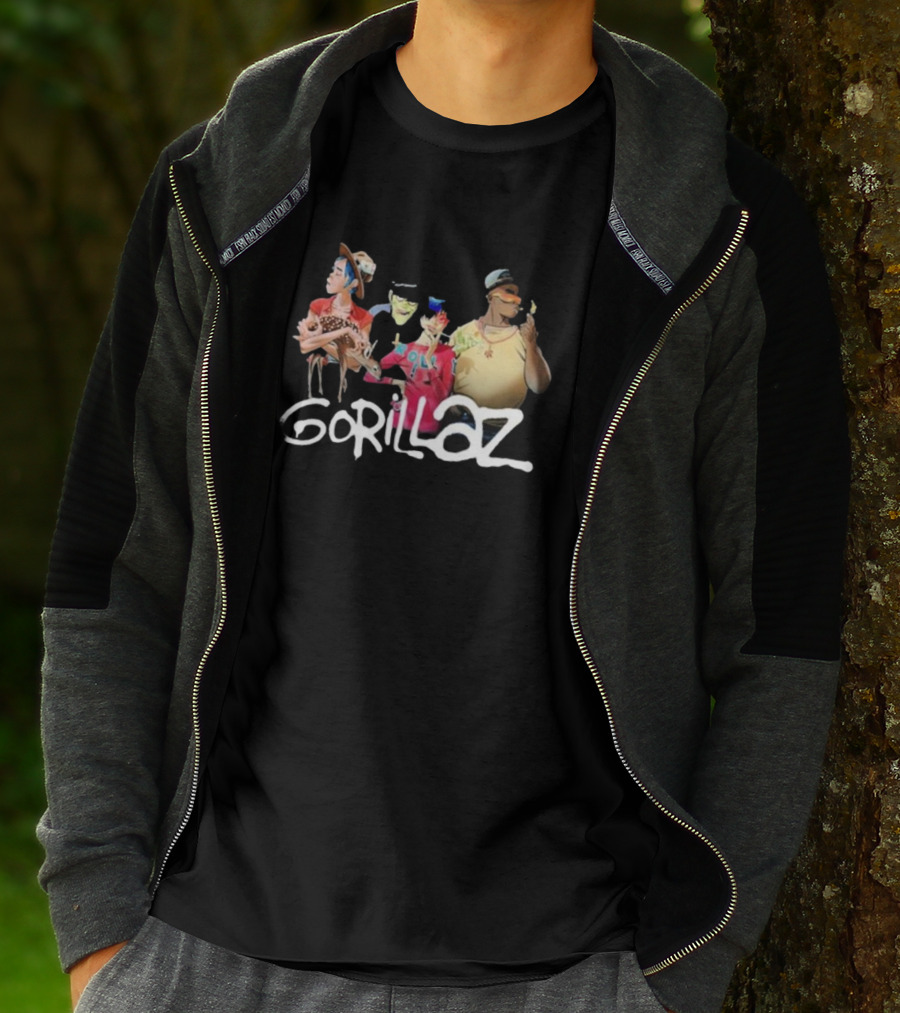 Gorillaz Band Characters With Deer Stonewashed T-Shirt