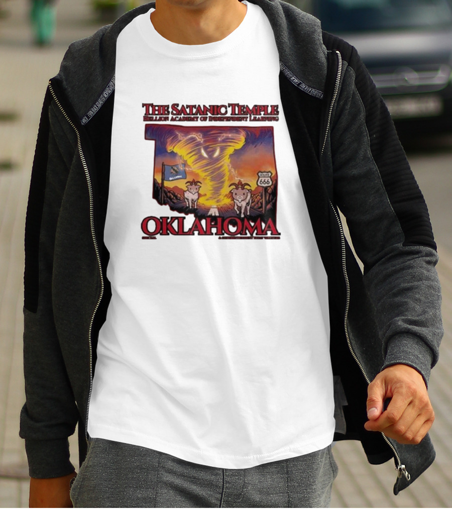 The Satanic Temple Campaign Oklahoma Route 666 Tornado Goats T-Shirt