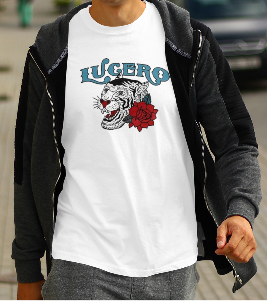 Lucero Panther With Red Rose Tattoo T-Shirt