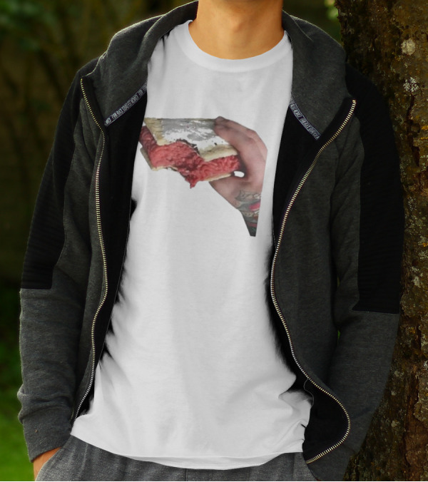 Man Holding Uncooked Meat Sandwich With Tattoos T-Shirt