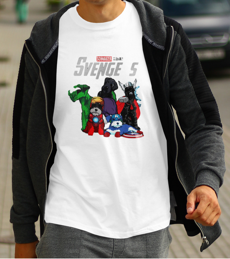 Marvel Avengers Schnauzer Svengers Dogs Superheroes T-Shirt