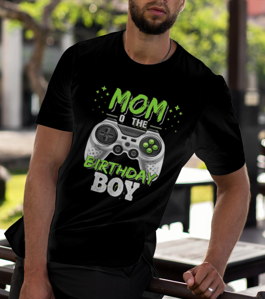 Mom Of The Birthday Boy Video Gamer Party Controller Matching T-Shirt