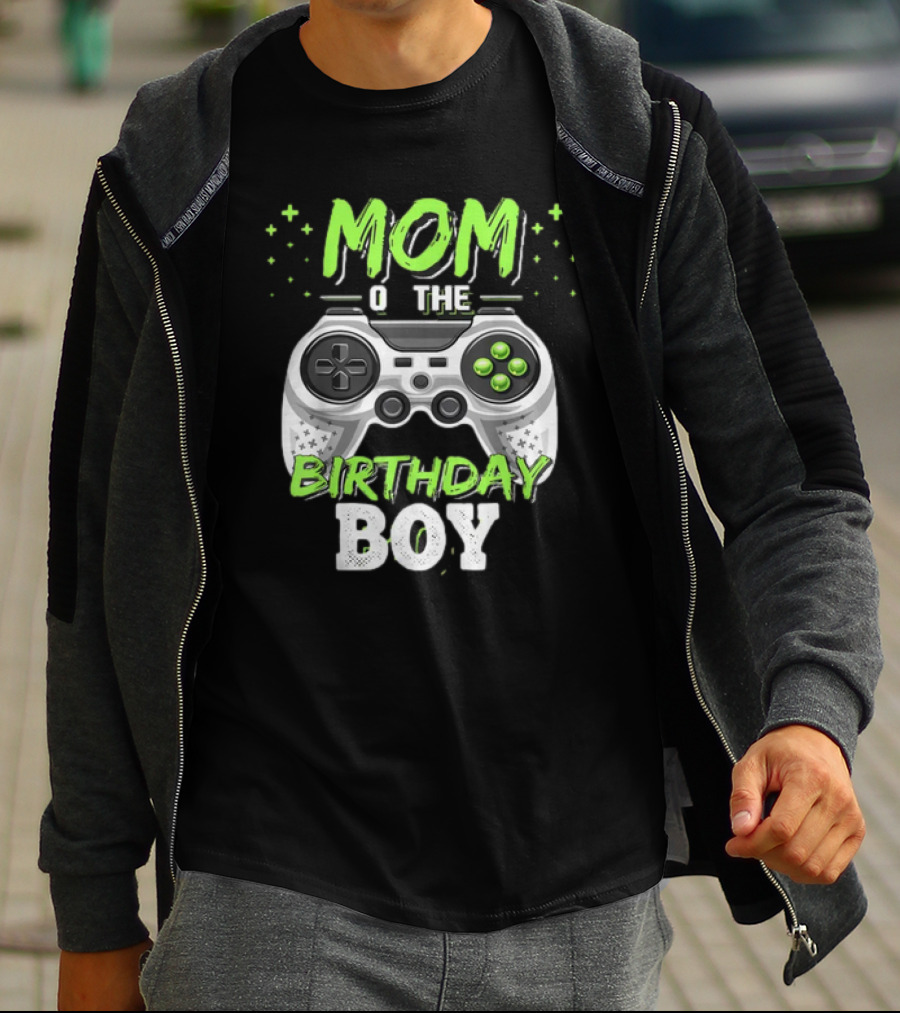 Mom Of The Birthday Boy Video Gamer Party Controller Matching T-Shirt