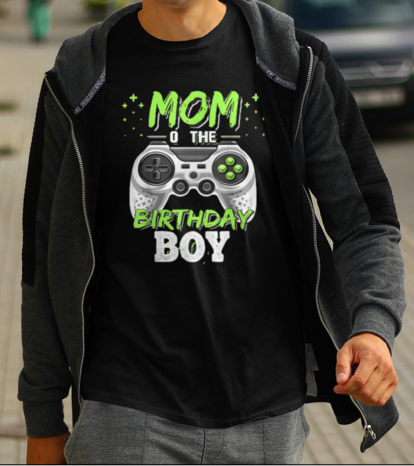 Mom Of The Birthday Boy Video Gamer Party Controller Matching T-Shirt