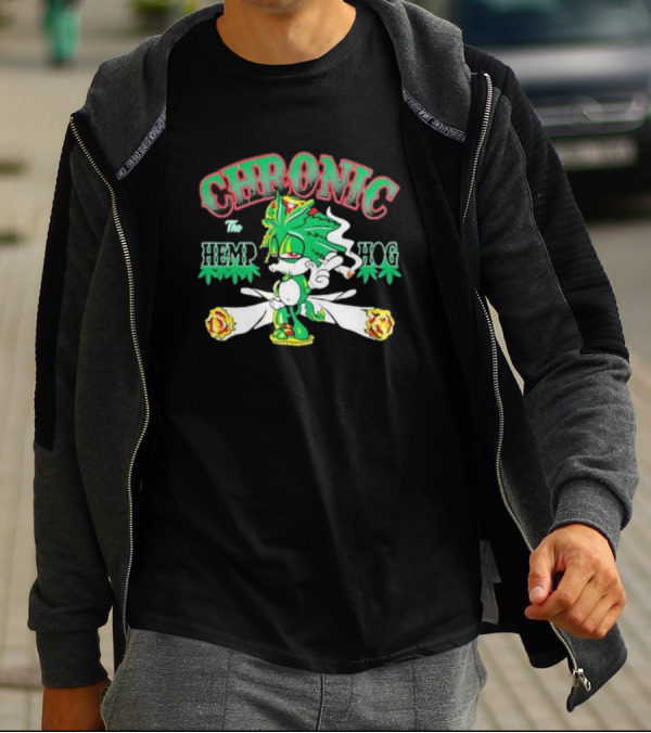CHRONIC The Hemp Hog Comic Style And Flaming Elements T-Shirt