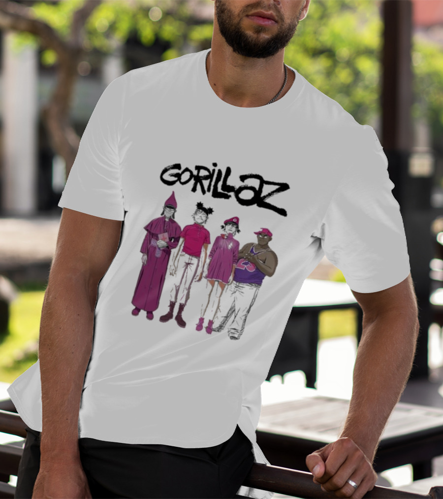 Gorillaz Cracker Island Group Art Standing Characters T-Shirt