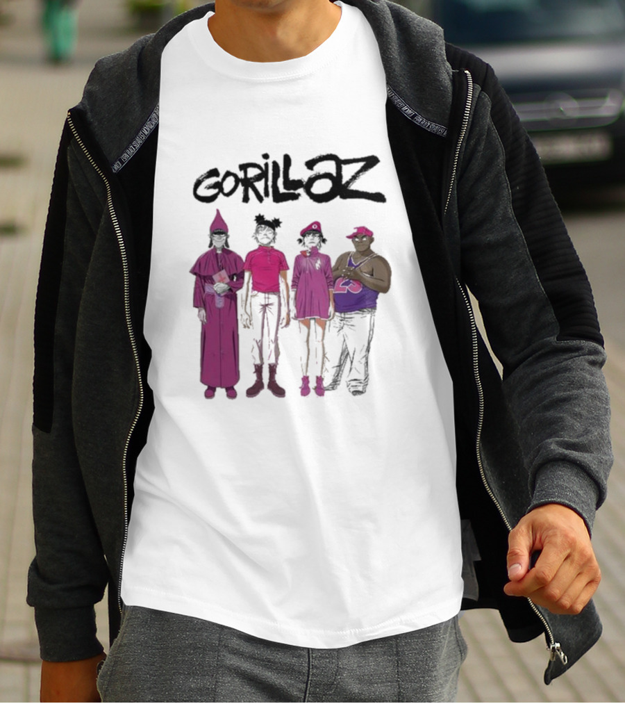 Gorillaz Cracker Island Group Art Standing Characters T-Shirt