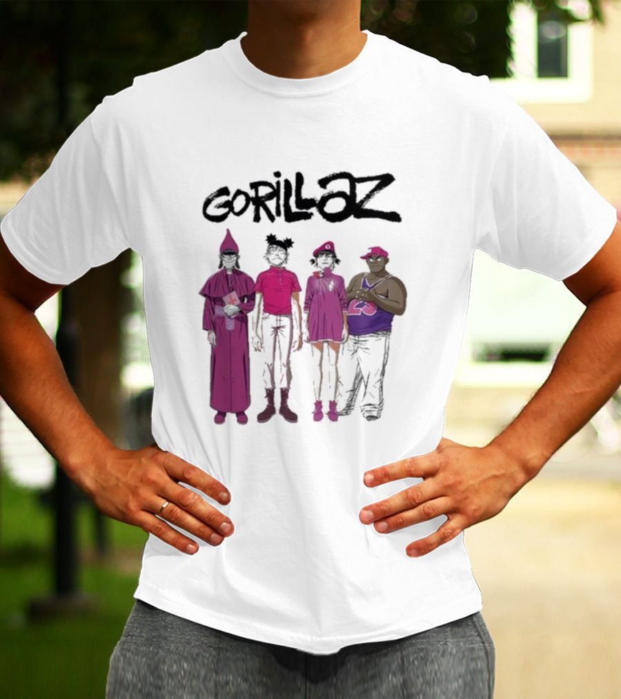 Gorillaz Cracker Island Group Art Standing Characters T-Shirt