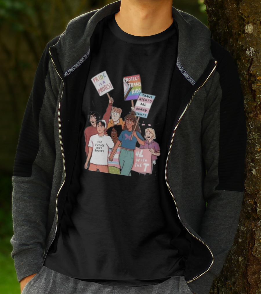 Heartstopper Pride Protest The Future Isn't Binary Protect Trans Kids Rights T-Shirt