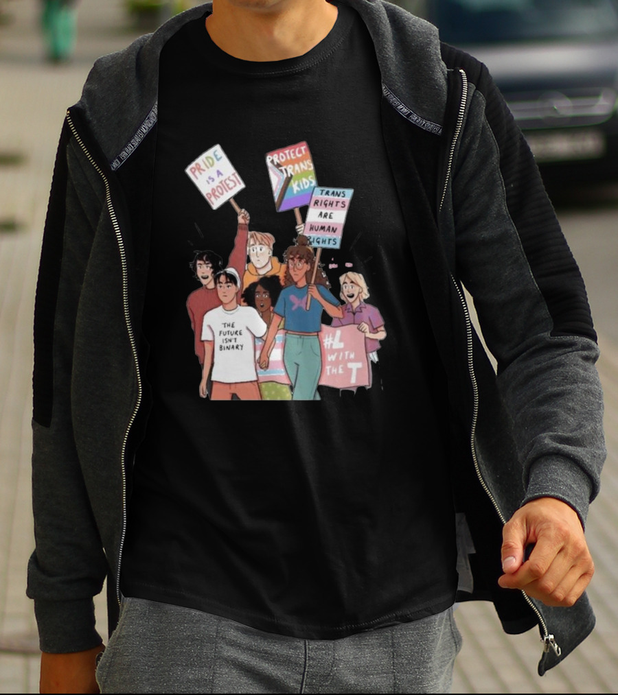 Heartstopper Pride Protest The Future Isn't Binary Protect Trans Kids Rights T-Shirt