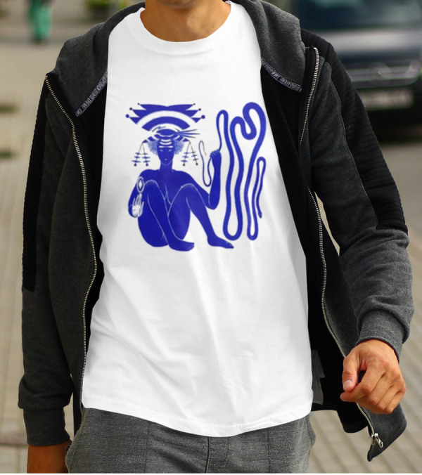 Hiatus Kaiyote Love Heart Cheat Code Abstract Blue Figure With Spiral Elements T-Shirt
