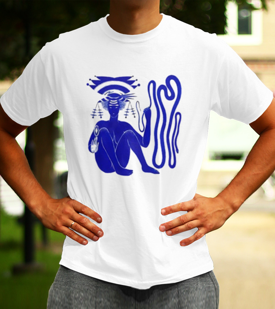 Hiatus Kaiyote Love Heart Cheat Code Abstract Blue Figure With Spiral Elements T-Shirt
