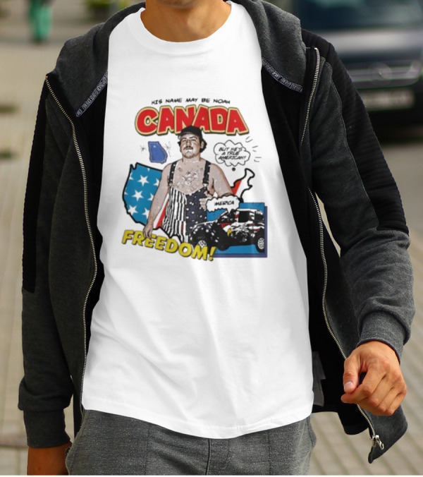 His Name May Be Noah Canada Freedom But He's A True American With USA Map And Stars T-Shirt