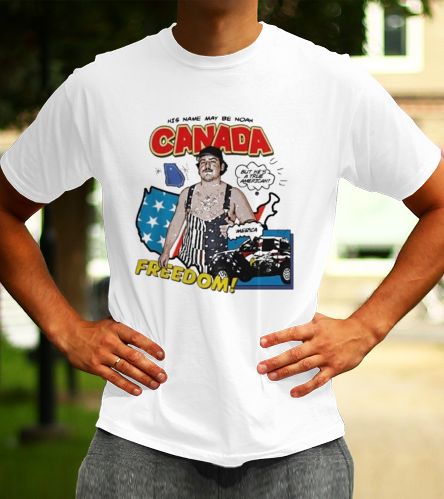 His Name May Be Noah Canada Freedom But He's A True American With USA Map And Stars T-Shirt
