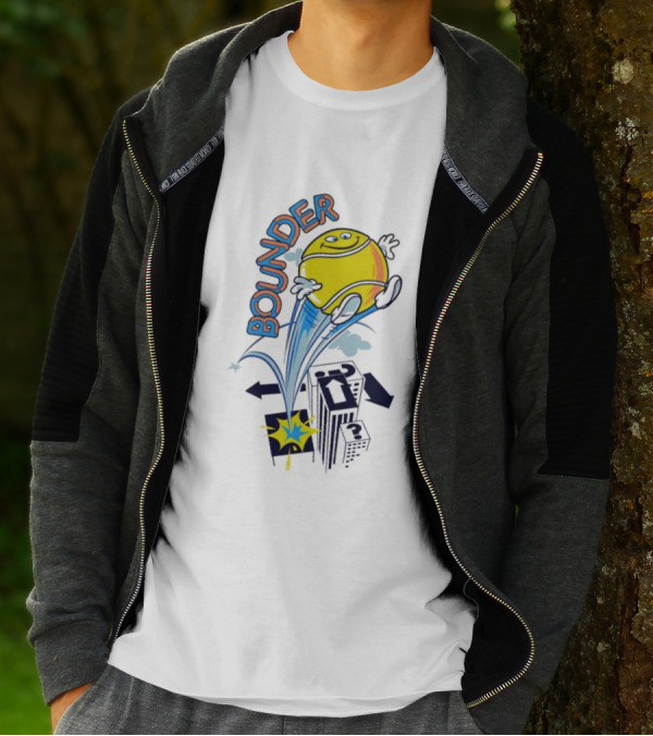 BOUNDING YELLOW CHARACTER ROOFTOP ADVENTURE T-Shirt
