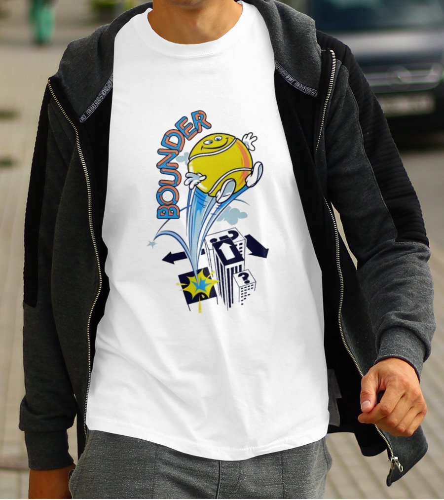 BOUNDING YELLOW CHARACTER ROOFTOP ADVENTURE T-Shirt