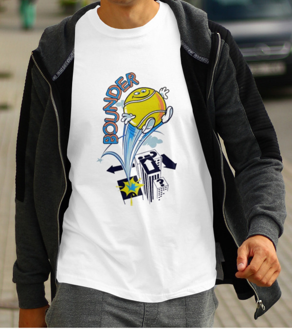 BOUNDING YELLOW CHARACTER ROOFTOP ADVENTURE T-Shirt