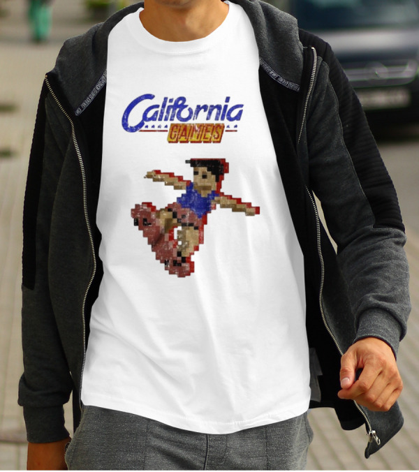 California Games Pixelated Skateboarding Retro Gaming T-Shirt