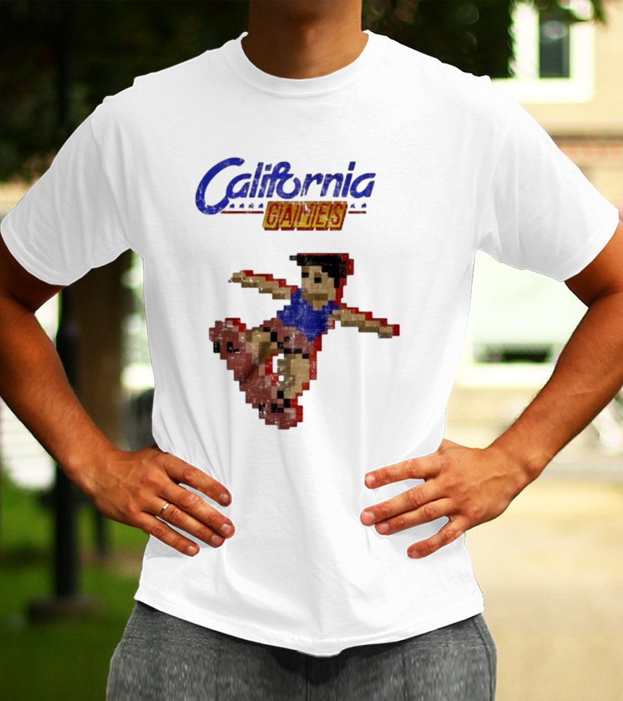 California Games Pixelated Skateboarding Retro Gaming T-Shirt