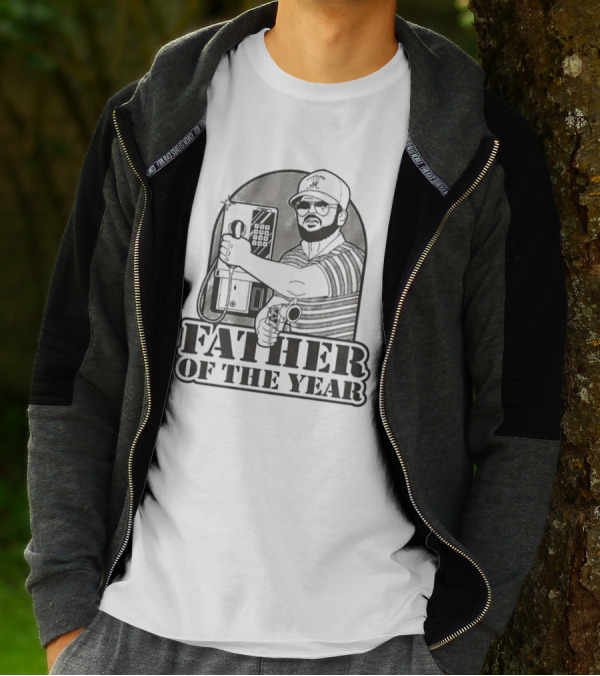 Father Of The Year Payphone Striped Shirt Beard Glasses Hat T-Shirt