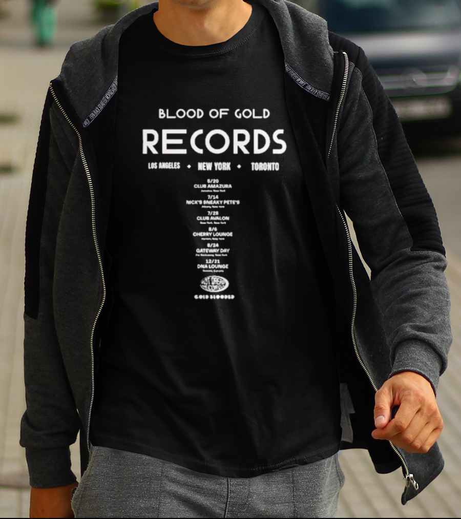 Blood Of Gold Records Los Angeles New York Toronto Club Amazura Sneaky Pete's Avalon Lounge DNA Tour T-Shirt
