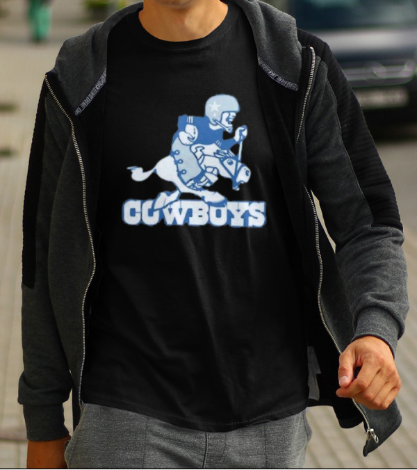 Dallas Cowboys Vintage Cowboy Riding Football Horse Logo 1966 T-Shirt