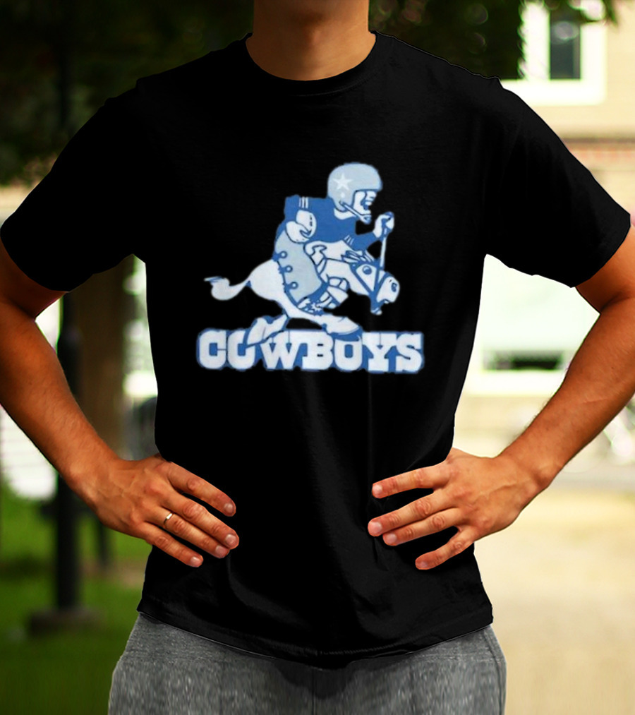 Dallas Cowboys Vintage Cowboy Riding Football Horse Logo 1966 T-Shirt
