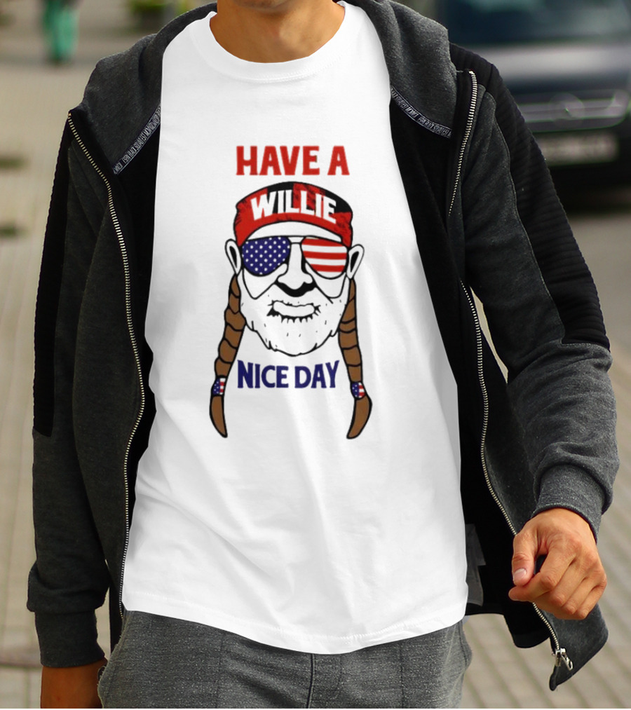 Have A Willie Nice Day USA Bandana Sunglasses Braids T-Shirt