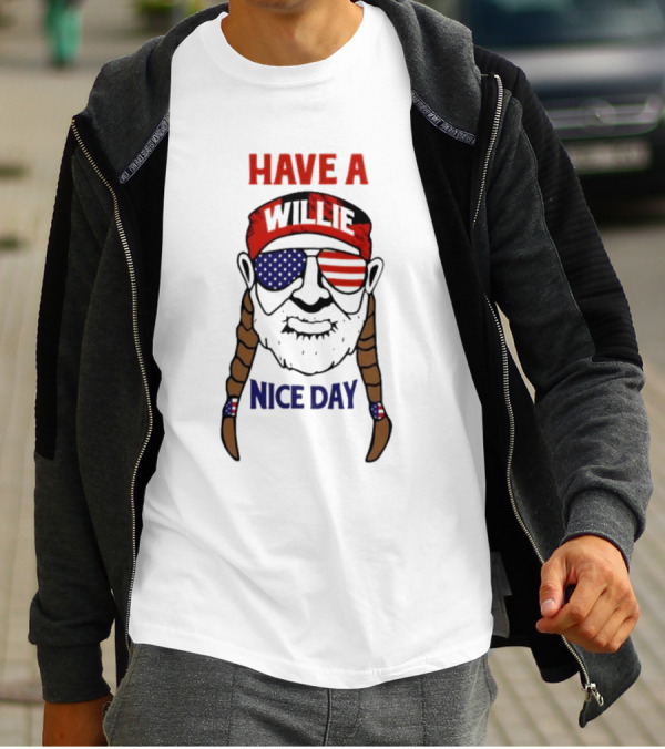 Have A Willie Nice Day USA Bandana Sunglasses Braids T-Shirt