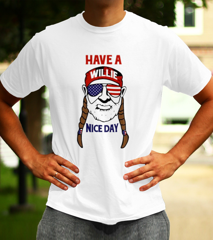 Have A Willie Nice Day USA Bandana Sunglasses Braids T-Shirt