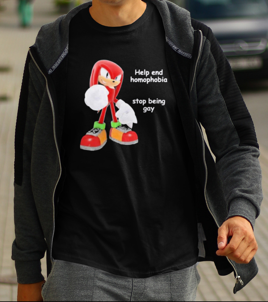 Help End Homophobia Stop Being Gay Knuckles Sonic T-Shirt