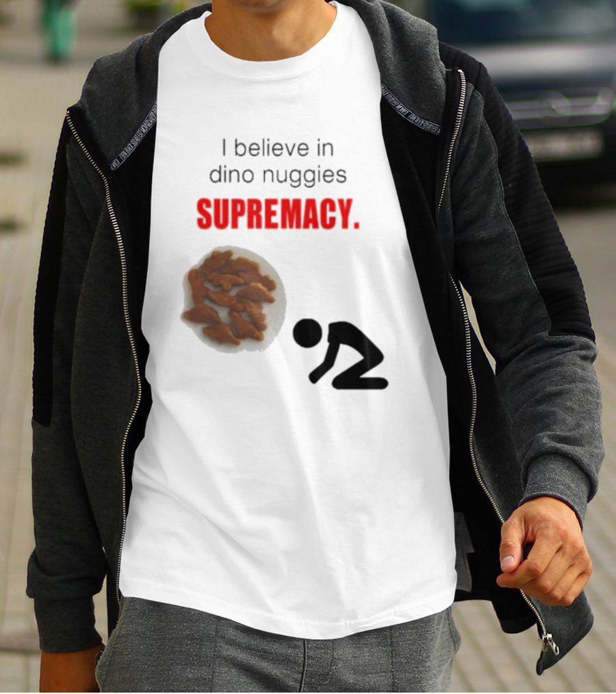 I Believe In Dino Nuggies Supremacy Iconic Silhouette Kneeling T-Shirt