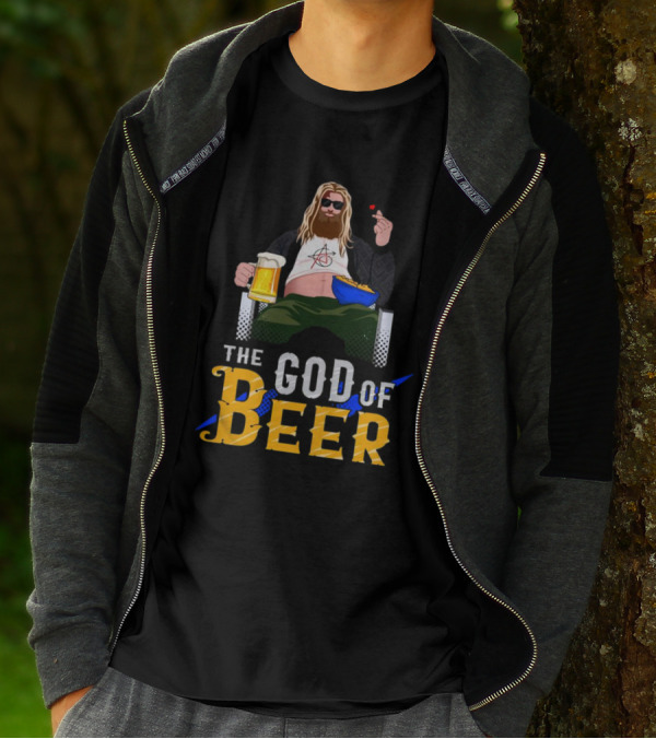 The God Of Beer Fat Thor With Sunglasses And Beer Mug T-Shirt