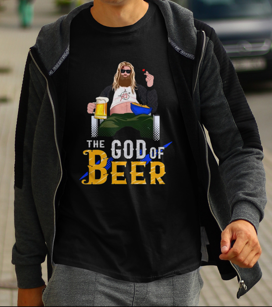 The God Of Beer Fat Thor With Sunglasses And Beer Mug T-Shirt
