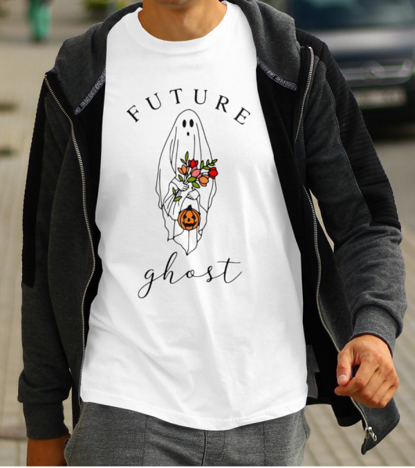 FUTURE GHOST HOLDING FLOWERS AND PUMPKIN HALLOWEEN T-Shirt